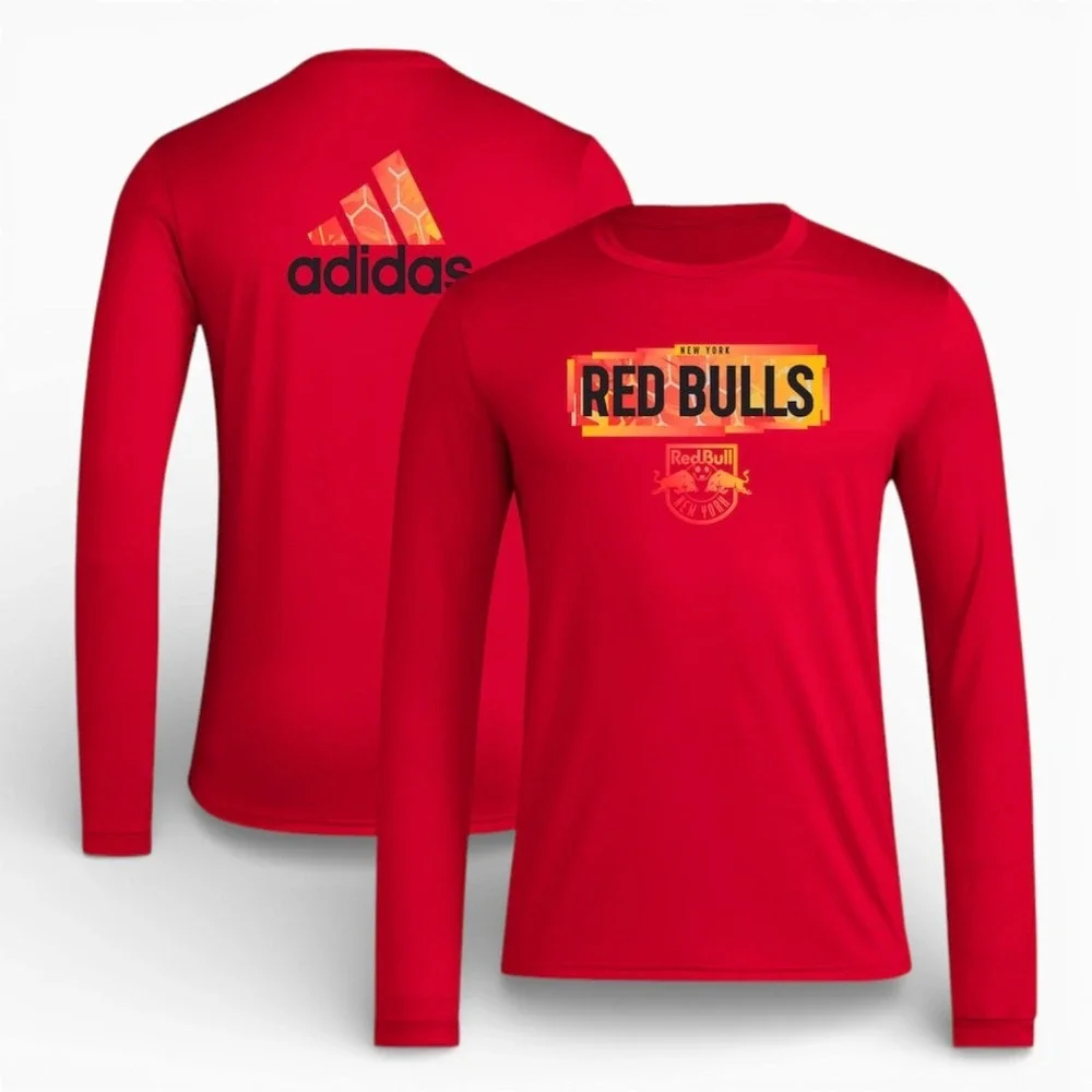 Adidas New York Red Bulls Shirt Mens XL Red‎ Aeroready Local Pop Long Sleeve NEW